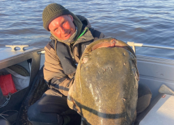 «Как подводная лодка!»: рыбак в Самарской области поймал сома длиной 2,5 метра