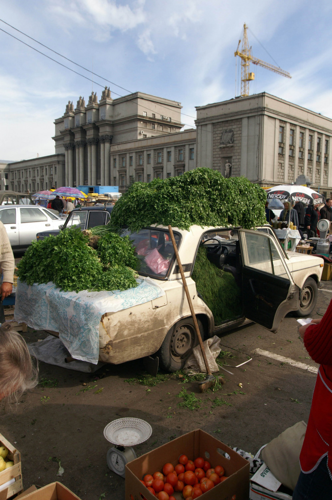 Весь покрытый зеленью, абсолютно весь.