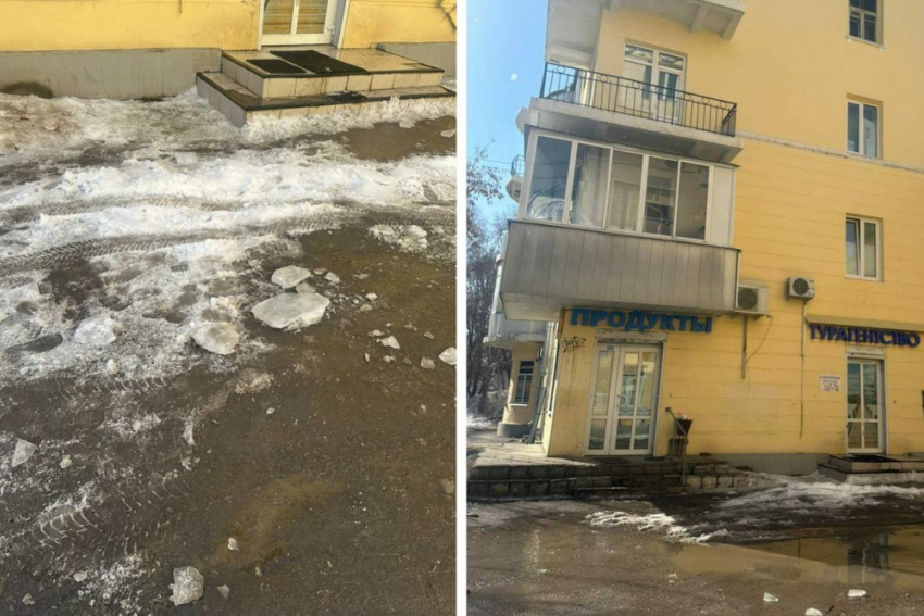 В Самаре снег и наледь с крыши упали на женщину с 4-летним ребёнком 
